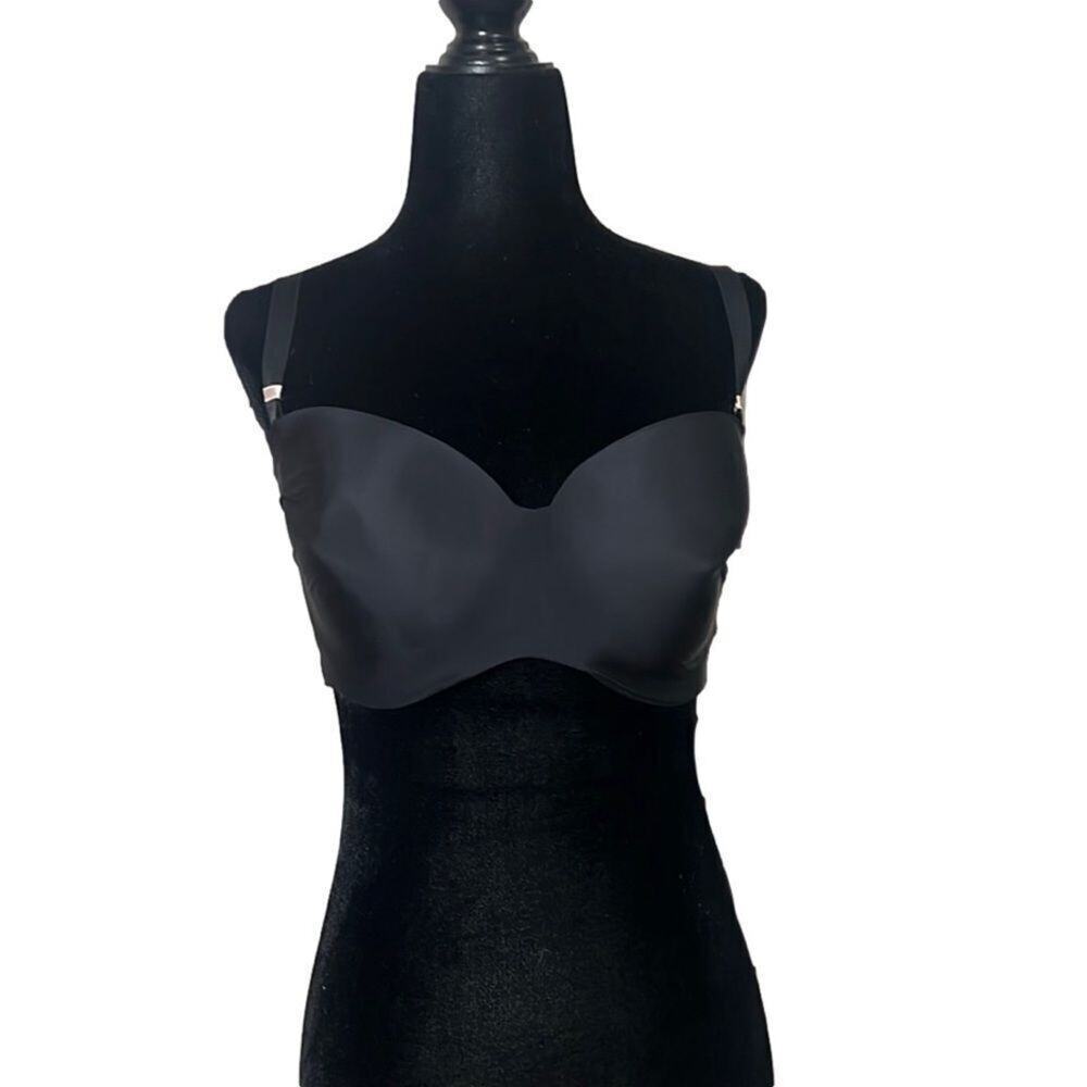 CHANTELLE STRAPLESS BRETELLES AMOVIBLES BLACK & PINK TRIM BRA SIZE 34F